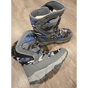 HOBIBEAR Boys US 12 Youth Snow Boots Gray Camo